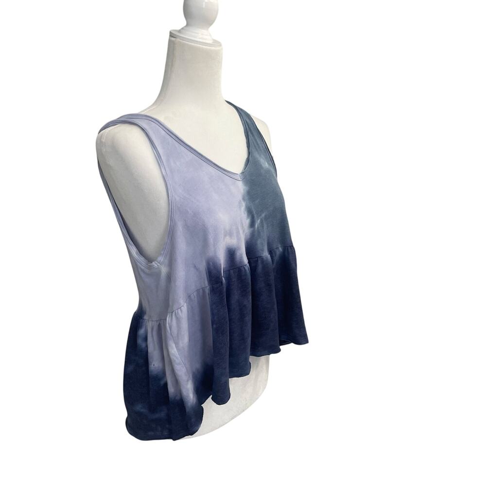 American Eagle Women's Babydoll  Peplum V-Neck  Top  Blue Tie Dye SZ XSM